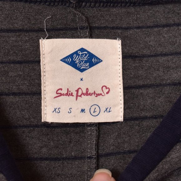 Wild Blue Sadie Robertson Grey Striped Flare Dress - Picture 3 of 6